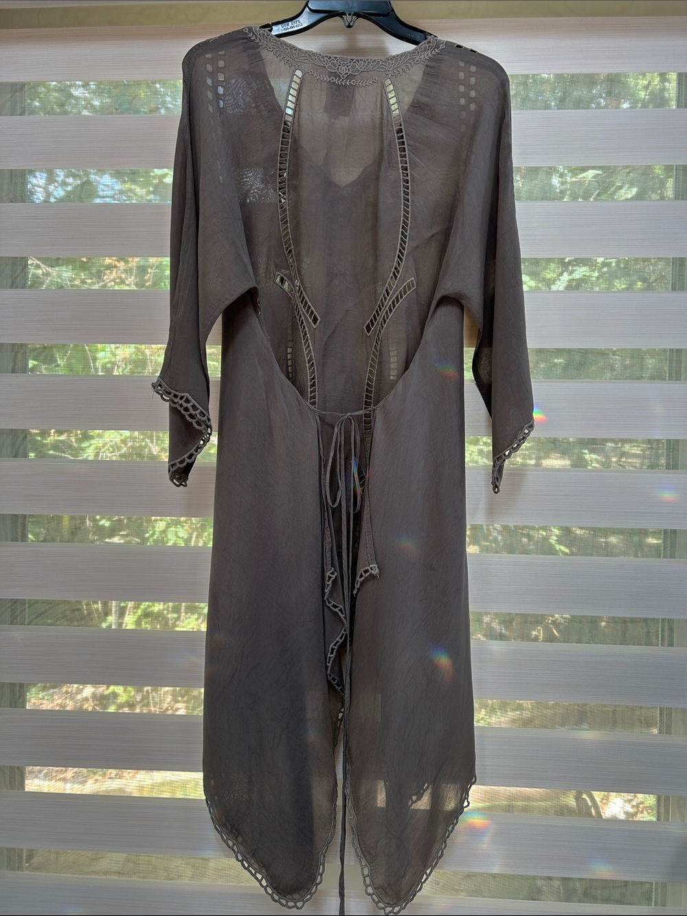 Johnny Was Taupe Embroidered Asymmetrical Tunic - Picture 6 of 16